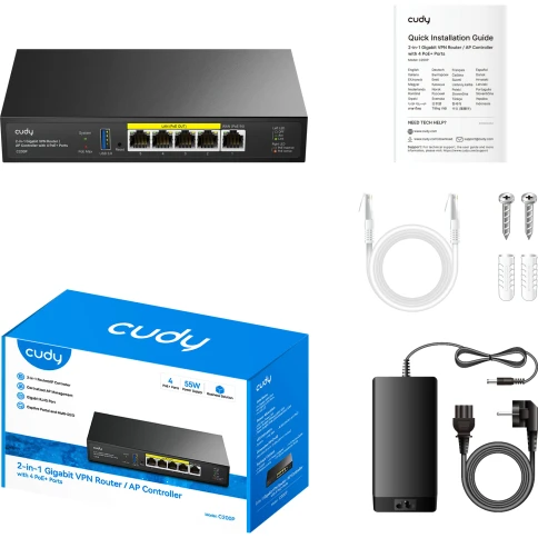 Маршрутизатор/ 2-IN-1 Gigabit VPN Router / AP Controller with 4 PoE+ Ports фото 2