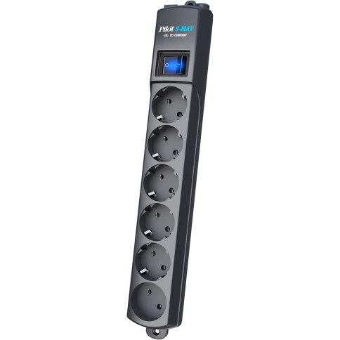 Сетевой фильтр Pilot S Max (5 евро + 1GP), 16А/3.5кВа, автомат, 10 м, графит/ Surge protector Pilot S Max (5 euros + 1GP), 16A/3.5kVA, automatic, 10 m, graphite фото 1