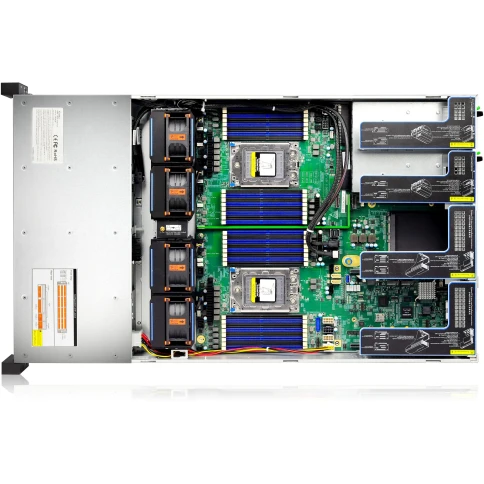 Серверная платформа/ Gooxi SR201-D25RE 2U 25 bay server with expander bp,based on AMD 7003 2 riser cards of PCIe4.0(X32 to x16x8) 2x rear SAS/SATA 2x rear NVME 1300W 1+1 PSU EU power cables rail kit фото 3