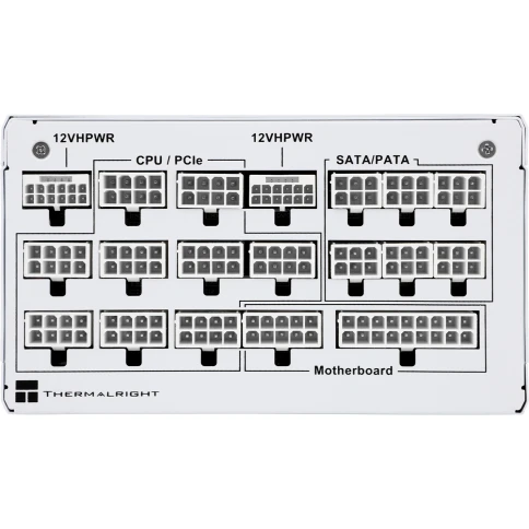Блок питания 1350W/ Power Supply Thermalright, 1350W 80+ Platinum (ATX, 3.0, PCIe 5.0, Full modular, 1x24(20+4)pin 600mm, 4xCPU 8(4+4)pin, 10xPCIe 8(6+2)pin, 2x12VHPWR PCIe 5.0 12+4pin 650mm, 14xSATA, 8xMOLEX4pin, Active, 140x140mm, 170x150x86mm, OPP, OVP фото 2