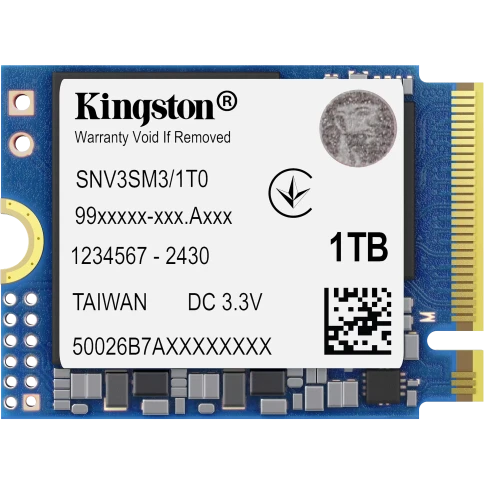 Твердотельный накопитель/ Kingston SSD NV3, 1000GB, M.2(22x30mm), NVMe, PCIe 4.0 x4, 3D TLC, R/W 6000/4000MB/s, TBW 320, DWPD 0.2 (60 мес) фото 1