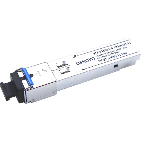 Трансивер/ OSNOVO Оптический гигабитный SFP Модуль промышленный, SC, одно волокно SM, Tx:1310/Rx:1550, до 1,25 Гбит/c, до 20 км фото 1