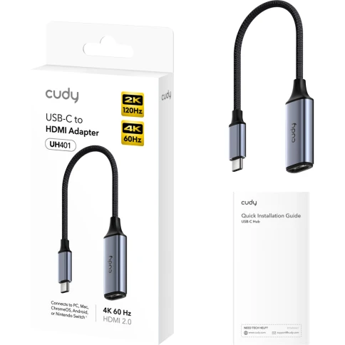 Адаптер USB-C — HDMI/ USB-C To 4K@60Hz HDMI adapter, Host: USB-C, 1 x HDMI 4K@60Hz, Aluminum alloy, compatible with MacBook, Mac Pro, Mac mini, iMac, Surface Pro, XPS, Flash Drive, Mobile HDD фото 2