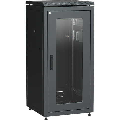 Шкаф сетевой 19" LINEA N 24U 600х800 мм стеклянная передняя дверь черный фото 1