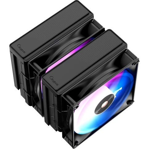 Кулер для процессора/ CPU Cooler Ocypus Delta A62 BK ARGB (260W, 4-pin PWM, 156mm, Al/Cu, 6x6mm, ARGB, 2x120mm, 73CFM, 29dBA, 2000RPM, S: 1851/1700/1200/115X, AM5/AM4, black) фото 2