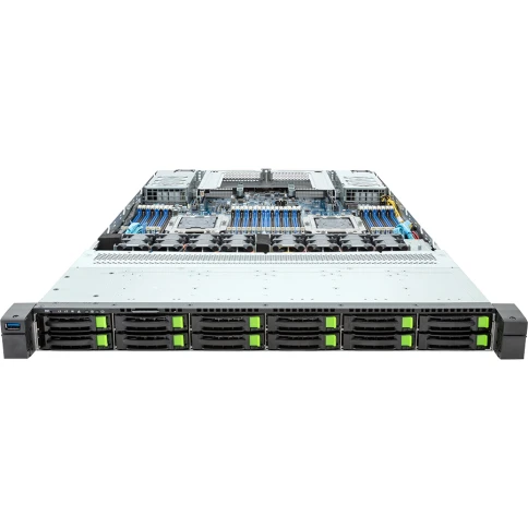 Серверная платформа/ Gigabyte R183-P92 with 2*A128-34X, 1U, 2x LGA 5964, 32x DDR5 5200/4400, 12 x 2.5" Gen5 NVMe/SATA/SAS-4* (need raid/hba) + 1 int x M.2 (22110), 2 x 1Gb/s LAN (ntel I350-AM2) + 1 x 10/100/1000 Mbps Man LAN, 1+1 2000W фото 2