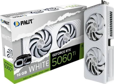 Видеокарта Palit PCI-E 5.0 PA-RTX5060TI WHITE OC NVIDIA GeForce RTX 5060TI 16Gb 128bit GDDR7 2407/28000 HDMIx1 DPx3 HDCP Ret фото 3
