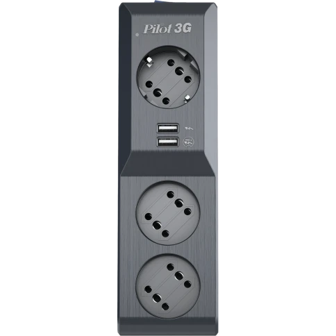Сетевой фильтр/ Surge protector Pilot 3G 3xGP euro outlets, 10А/2.2кВа, 2xUSB, 3m, grafit фото 7
