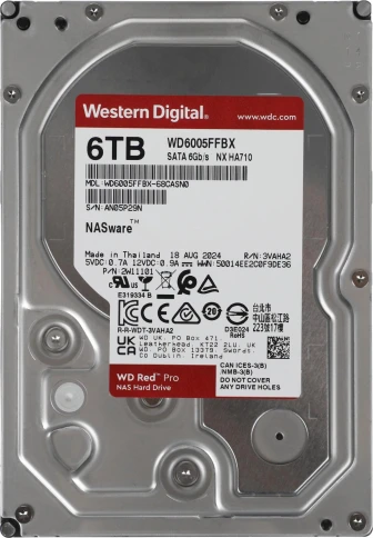 Жесткий диск/ HDD WD SATA3 6Tb Red Pro 7200  256Mb 1 year warranty (replacement WD6003FFBX, WD60EFZX) фото 1