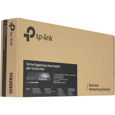 Коммутатор/ 18-port Gigabit PoE Smart switch, 16 RJ45 PoE ports 10/100/1000Mbps, 2 Gb combo SFP slots, PoE budget 250W фото 7