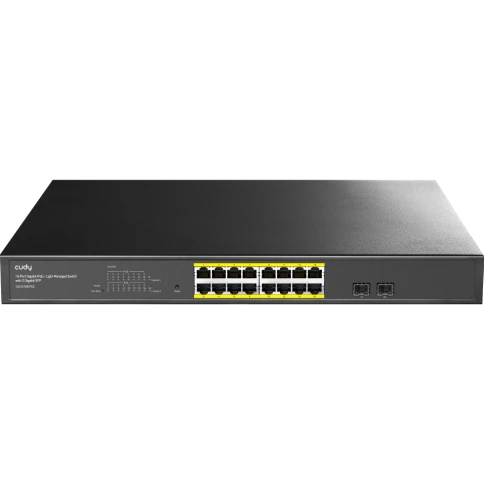 Коммутатор/ 16-Port 10/100/1000M PoE+ Switch 200W, 16-Port 10/100/1000M PoE+ ports, 802.3at/af, 2-1000 BASE-X SFP Slot, Local Management via Web GUI, support STP/RSTP, 802.1ab LLDP, Loop Detection, QoS, VLAN, SNMP, IGMP Snooping, DHCP Snooping, Port Mirro фото 1