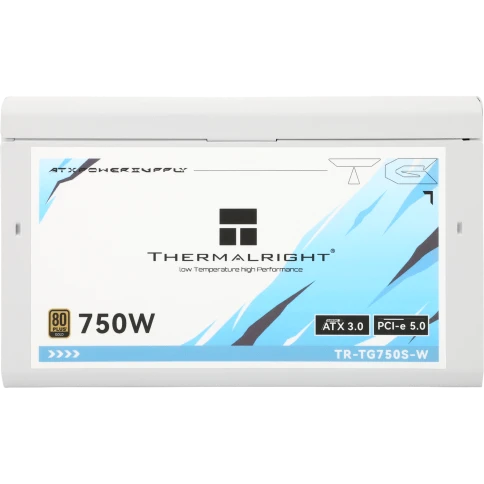 Блок питания ПК/ Power Supply Thermalright, 750W 80+ Gold (ATX, 3.0, PCIe 5.0, Non-modular, 1x24(20+4)pin, 1xCPU 8(4+4)pin, 2xPCIe*2 8(6+2)pin, 5xSATA3, 1x12+4pin (12VHPWR PCIe 5.0 12+4pin 600mm), 3xMOLEX4pin, Active, 120x120mm, 150x140x86mm, APFC, white) фото 1