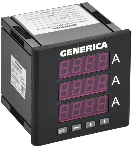 Амперметр цифр. щит. 3-ф. DO RS-485 96х96 LED GENERICA фото 1