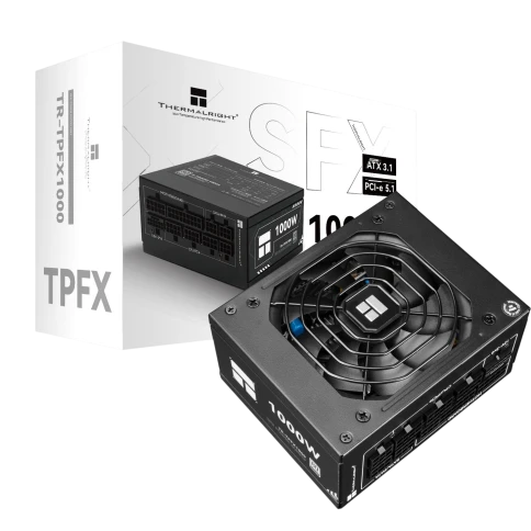 Блок питания 1000W/ Power Supply Thermalright, 1000W 80+ Platinum (SFX, 3.1, PCIe 5.1, Full modular, 1x24(20+4)pin, 1xCPU 8(4+4)pin, 2xPCIe*2 8(6+2)pin, 1x12V-2x6, 6xSATA3, 3xMOLEX4pin, Active, 92x92mm, 100x125x64mm, APFC, OPP, OVP, OTP, OCP, SCP, UVP, bl фото 1