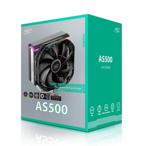 Вентилятор Deepcool AS500 RTL {8} (727064) (Height 164mm, 6mm x 5pcs, Fan 140mm, 500;1200RPM ±10%,  29.2 dB(A), 4-pin PWM, TDP 220W, Screw, Socket AMD AM4, Intel LGA 2066/2011-v3/2011/1700/1200/115x) фото 10