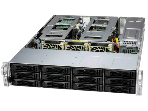 Серверная платформа/ SYS-621C-TN12R (bundle6): 2U / 2x LGA-4677 / 16x DDR5 RDIMM / 12x 3.5/2.5 NVMe*/SATA/SAS* / 1x SSD NVME 480GB, M.2 / 1x 4-Port 1GbE RJ45 / 2x 1200W Power (12 NVME config, Heatsink Upgrade) фото 1