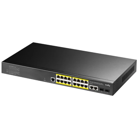 Коммутатор/ 16-Port Layer 2 Managed Gigabit PoE+ Switch with 2 Uplink Gigabit Ports and 2 Gigabit SFP Slots, 200W фото 2