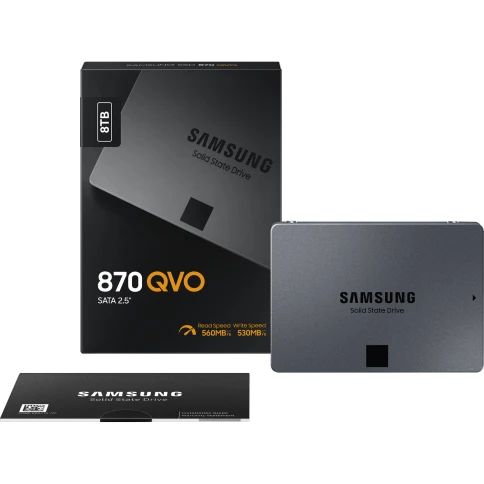 Твердотельные накопители/ Samsung SSD 870 QVO, 8000GB, 2.5" 7mm, SATA3, 4-bit MLC, R/W 560/530MB/s, IOPs 98 000/88 000, TBW 2880, DWPD 0.33 (12 мес.) фото 6