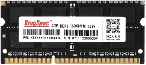 Оперативная память DDR3L 4GB 1600MHz Kingspec KS1600D3N13504G RTL PC3-12800 CL11 SO-DIMM 204-pin 1.35В single rank Ret [KS1600D3N13504G] фото 2