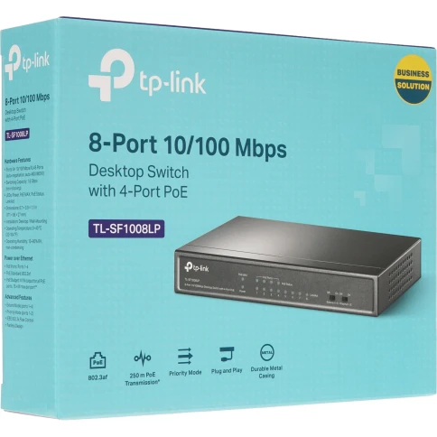 Коммутатор/ 8-port 10/100 Mbps unmanaged switch with 4 PoE ports, metal case, desktop installation, PoE budget-41w. фото 7