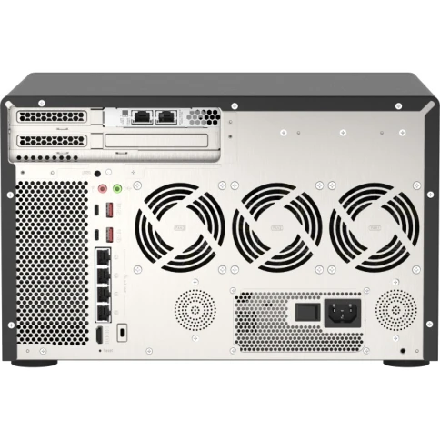 Сетевое хранилище без дисков/ ENTERPRISE QNAP TVS-h1288X-W1250-16G NAS, Intel Xeon W-1250 6-core 3.3 GHz processor (up to 4.7 GHz), 16 GB ECC UDIMM DDR4 (2 x 8 GB) up to 128 GB (4 x 32 GB), 12-tray (8x3.5" + 4x2.5" SATA HDD/SSD),  2 x M.2 22110/ фото 4