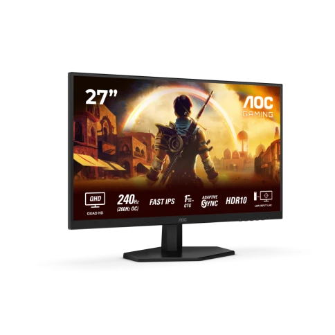 AOC Q27G42ZE 27" 2560x1440, IPS, 240Hz, 80M:1, 300cd,  0.3ms, 2xHDMI 2.0, DisplayPort 1.4, VESA, 3Y, Black/Red фото 2