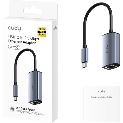 Адаптер/ Aluminum Portable USB-C to 2.5G Ethernet Adapter, Compatible with Laptop, MacBook, Surface, PC with Windows, XP, Mac/Linux and more фото 2