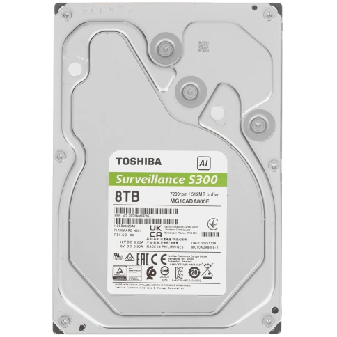 Жесткий диск/ HDD Toshiba SATA3 8Tb S300 AI Surveillance (CMR) 7200  512Mb 1 year warranty (replacement WD85PURZ, ST8000VX009) фото 1