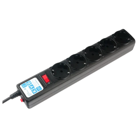 Фильтр-удлинитель Power Cube 1.9м 5 розеток (черный графит) 10А/2,2кВт/ Surge protector Power Cube 1.9 m 5 outlets (Black graffite) 10A / 2.2kW фото 1
