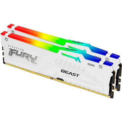 Память оперативная/ Kingston 32GB 5600MT/s DDR5 CL36 DIMM (Kit of 2) FURY Beast White RGB EXPO фото 1