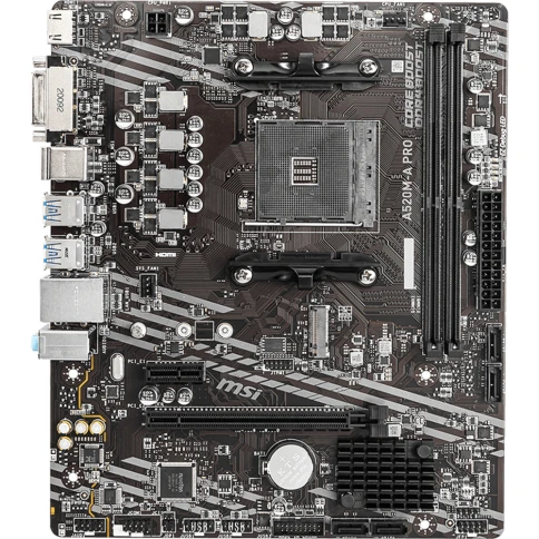 Материнская плата/ MB MSI AMD A520 sAM4, 2xDDR4(64GB), DVI-D/HDMI 2.1, 1xPCIe 3.0x16, 1xPCIe 3.0, 1xLAN, 4xSATA 6Gb/s, 1xM.2, 4xUSB 3.2, 2xUSB 2.0, 1xPS/2, mATX фото 2