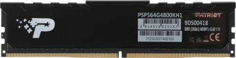 Память DDR5 2x32GB 4800MHz Patriot PSP564G4800KH1 Signature Premium RTL PC5-38400 CL40 DIMM 288-pin 1.1В kit single rank с радиатором Ret фото 4