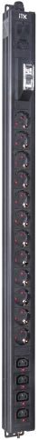 ITK BASE PDU PV1111 22U 1ф 16А 12SCHUKO 4C13 2,6м SCHUKO фото 1