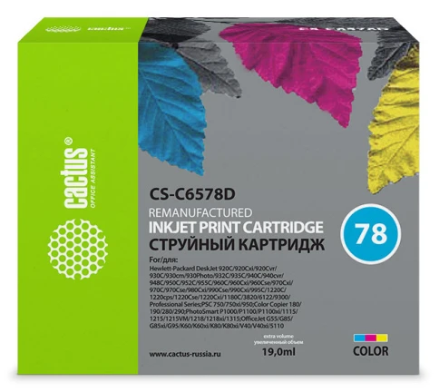 -/ Картридж струйный Cactus CS-C6578D №78 голубой/пурпурный/желтый (19мл) для HP DJ 900/1220C/PS P000/P фото 2