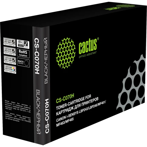-/ Картридж лазерный Cactus CS-C070H 070H черный (10200стр.) для Canon i-SENSYS LBP243/LBP246/MF461/MF463/MF465 фото 2