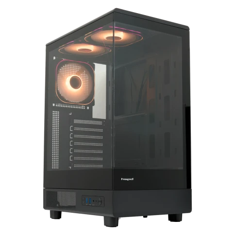 Корпус без блока питания/ Case HSPD F510, Panoramic Mid Tower, Black, TG, 0.5 SPCC, 3x120mm ARGB (Orbis F1) ATX, mATX, mITX 180/280/160mm 1x2.5", 1x3.5", 7xPCI 2xUSB-A 3.0 356x218x467mm фото 1