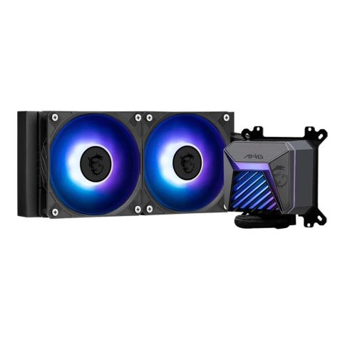 Система жидкостного охлаждения/ Water Cooling System MSI MAG CORELIQUID A15 240 (240W, 240mm, Black, ARGB/ Fans: 2x120mm, 64.89CFM, 28.7dBA, 2050RPM/ Pump 20dBA, 3400RPM, Rad thickness 27mm/ S: 1851, 1700, AM5, AM4) фото 3