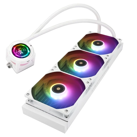 Система жидкостного охлаждения/ Water Cooling System Thermalright Core Vision 360 (360mm, LED, White, ARGB/ Fans: 3x120mm, 72.37CFM, 27.7dBA, 2000RPM/ Pump height 66mm, Rad thickness 27mm/ S: 1700, 1200, 1851, 115X, 2011, 2066, AM5, AM4) фото 5