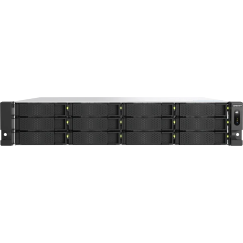 Сетевое хранилище без дисков/ ENTERPRISE QNAP TS-h1277AXU-RP-R5-16G QuTS hero NAS RAID, 12x3.5 "/ 2.5" bays, 2 x M.2 2280 PCIe Gen 5 x2 slots, 2x2.5GbE RJ-45 ports, 2x10 GbE 10GBASE-T, 2U Rackmount, 2 power supplies. 6-core/12-thread AMD Ryzen 5 фото 1