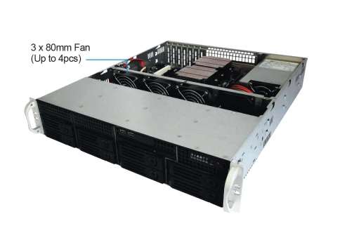 Серверный корпус/ 2U chassis; ATX, Micro-ATX, Mini-ITX MBs; 8-port 12 Gbps SAS/ SATA to SAS BP; 8 x 3.5'' hsb + 2 x 3.5" internal; 7 x LP/ HL slot; 550W (1+1); no rails фото 4