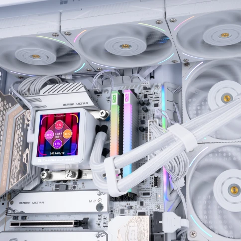 Система жидкостного охлаждения/ Water Cooling System Thermalright Frozen Vision 360 V2 (360mm, LED, White, ARGB/ Fans: 3x120mm, 69CFM, 27dBA, 2150RPM/ Pump height 60mm, 23dBA, 3000RPM, Rad thickness 27mm/ S: 1700, 1200, 1851, 115X, 2011, 2066, AM5, AM4) фото 8