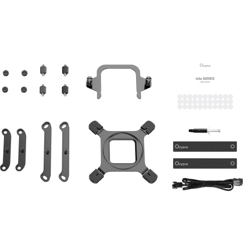 Система жидкостного охлаждения/ Water Cooling System Ocypus Iota L24 BK (280W, 240mm, LED temp, Black, ARGB Pump, Fans: 2x120mm, 77CFM, 2000RPM/ Pump height 65mm, 27dBA, 3100RPM, Rad thickness 27mm/ S: 1851, 1700, 1200, 115X, AM5, AM4) фото 6