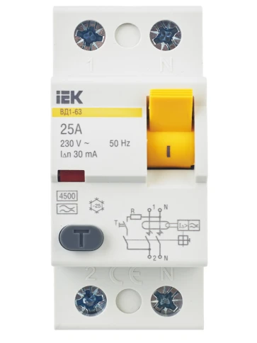 УЗО ВД1-63 2Р 25А 30мА тип А IEK фото 3