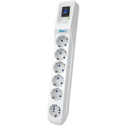 Сетевой фильтр Pilot L GP 6 розеток (5 евро + 1GP) 7 м/ Surge protector Pilot L GP 6 outlets (5 EUR + 1GP) 7 m white фото 1