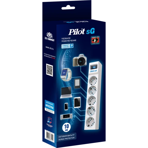 Сетевой фильтр/ Surge protector Pilot SG5 5 outlets (GP), 10A / 2.2kVt, automatic circuit-breaker, 10 m фото 7
