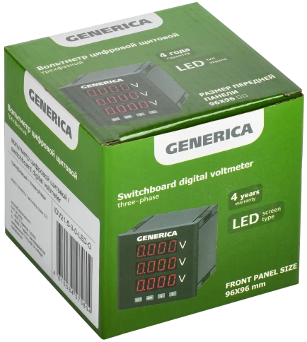 Вольтметр цифр. щит. 3-ф. 96х96 LED GENERICA фото 2