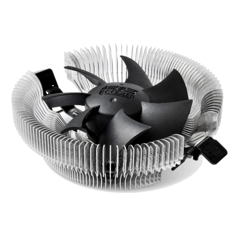 Кулер для процессора/ CPU Cooler PCCooler E80 (65W, 3-pin, 42mm, Al/Cu, -mm, 1x80mm, 29.61CFM, 22dBA, 2000RPM, S: 1851/1700/1200/115X, AM5/AM4, silver, black) фото 1