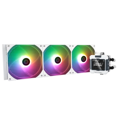 Водяное охлаждение для процессора/ Water Cooling System Thermalright Frozen Warframe 420 ARGB (420mm, LED, White, ARGB/ Fans: 3x140mm, 88.7CFM, 29.8dBA, 1750RPM/ Pump height 60mm, 23dBA, 3000RPM, Rad thickness 27mm/ S: 1851, 1700, 1200, 115X, 2011, 2066, фото 1