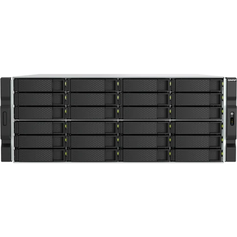 Сетевое хранилище без дисков/ ENTERPRISE QNAP QuTS hero network RAID drive, 24 3.5"/2.5" bays, 2 x 2.5 GbE BASE-T ports, 2 x 10 GbE BASE-T ports, rack-mounted, 2 x power supplies. AMD Ryzen 7 7000, up to 5.3 GHz, 32 GB DDR5. Rails are not includ фото 1