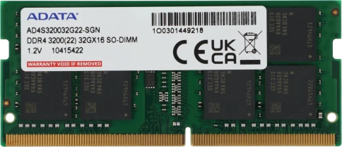 Оперативная память DDR4 32Gb 3200MHz A-Data AD4S320032G22-SGN RTL PC4-25600 CL22 SO-DIMM 260-pin 1.2В single rank Ret [AD4S320032G22-SGN] фото 1